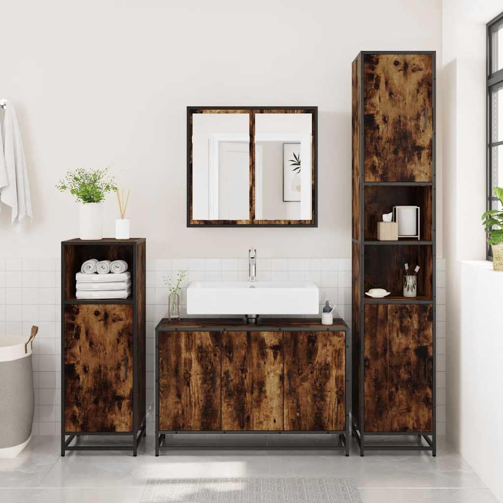 Szafka pod umywalkę dąb wędzony 90 x 33 x 60 cm materiał drewnopochodny