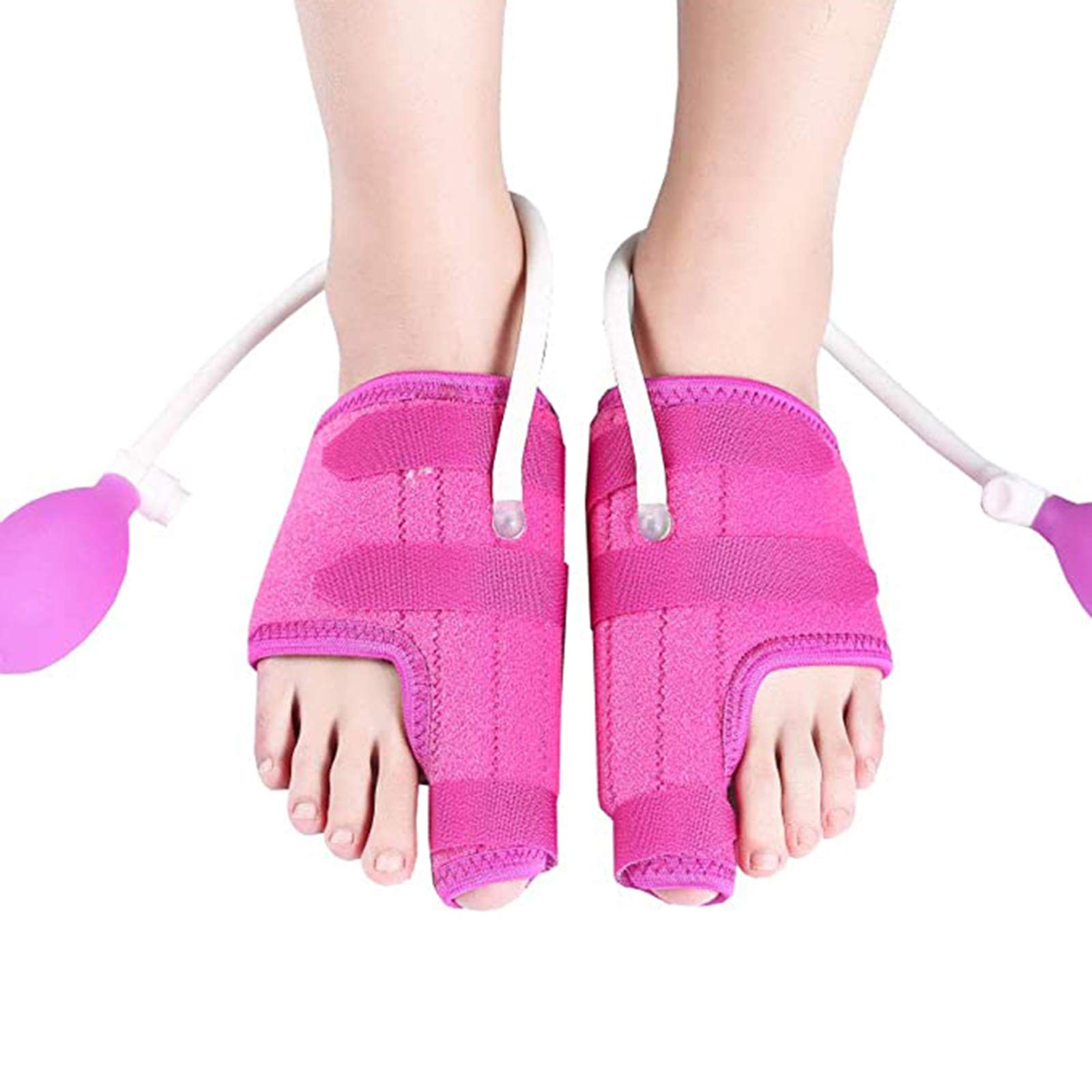Corrector Neumático De Valgo del Pulgar, Corrector De La Férula del Dedo Gordo del Pie con Férula De Presión Barométrica Controlable Día Y Noche / 1 Par,Rosado