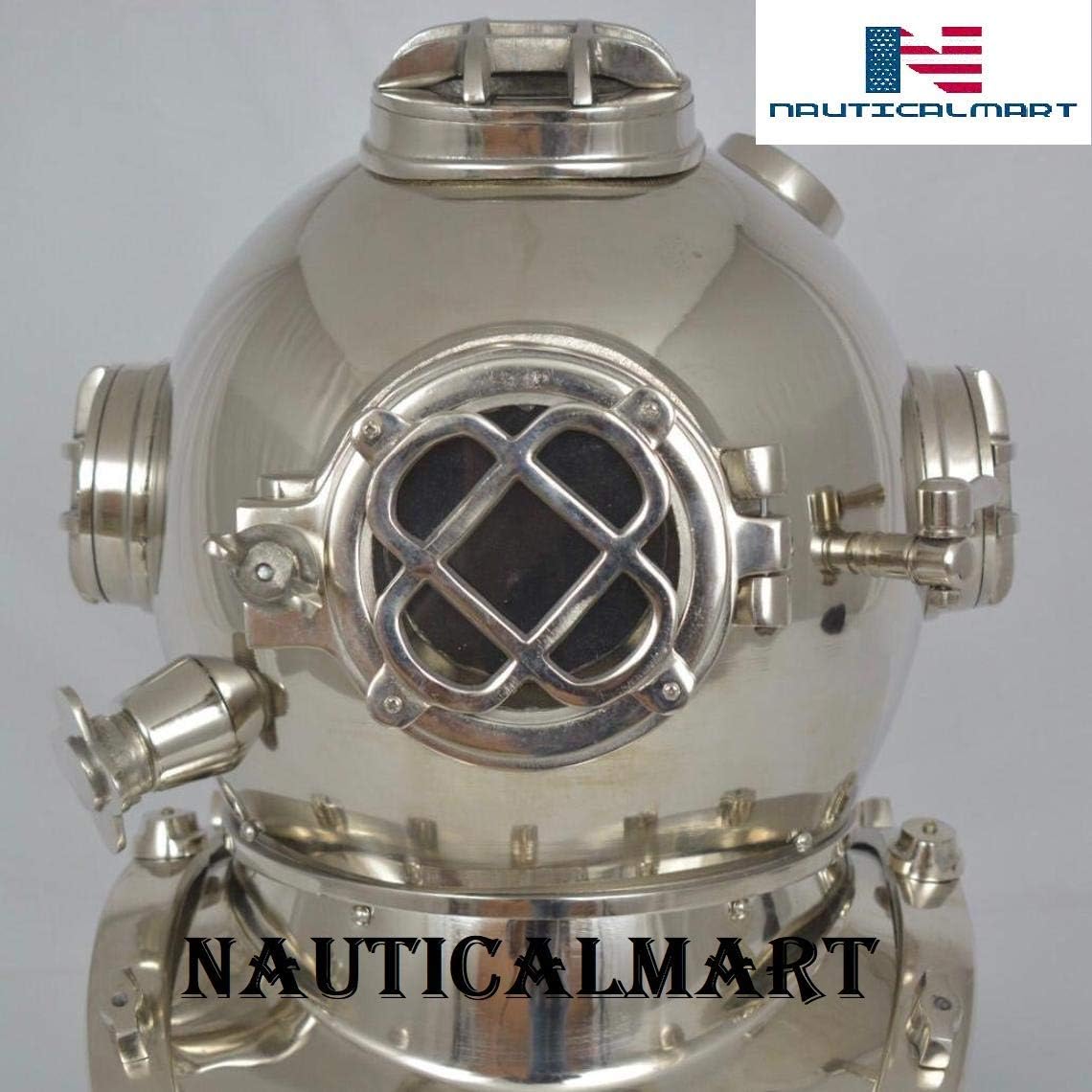 Antique Divers Helmet for Home Decor Chrome Finish for Nautical Lovers