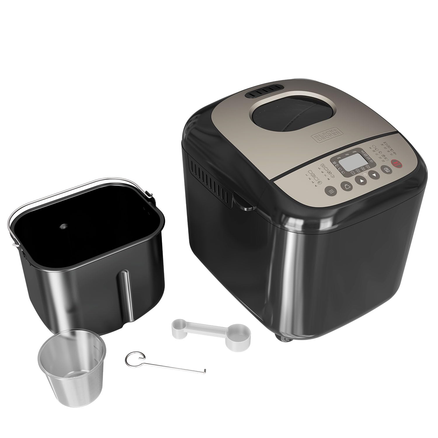 BLACK+DECKER BXBM600E – Brotbackautomat 600W | 500g, 750g & 1kg | 17 Programme für Brot, Joghurt, Kuchen & Marmelade | 15 Std. programmierbar | Herausnehmbarer Backbehälter