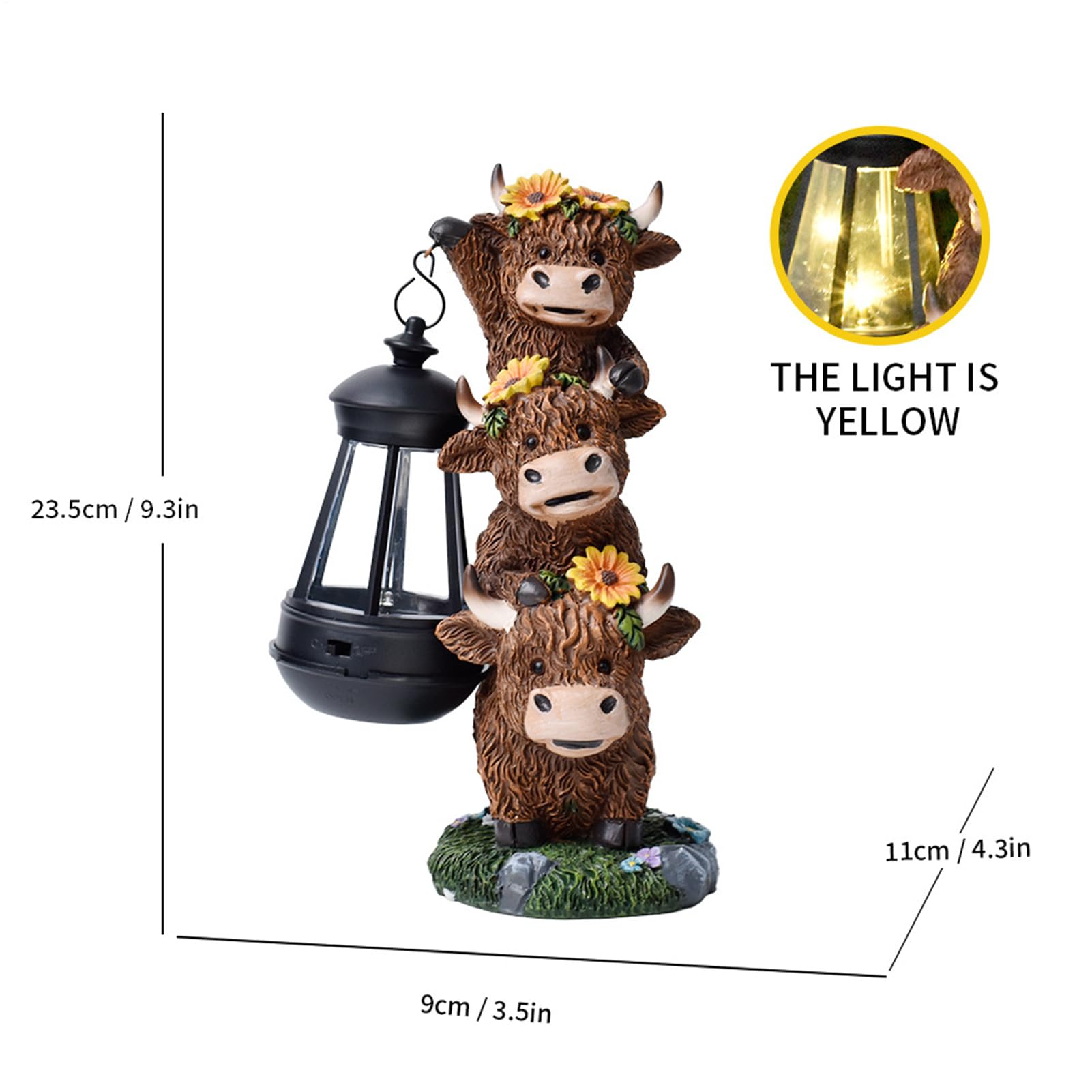 Statua di bestiame solare per giardino, cartello di benvenuto decorativo per giardino, statuetta di Bovina multiuso, decorazione per terrazza per casa, hotel o fattoria