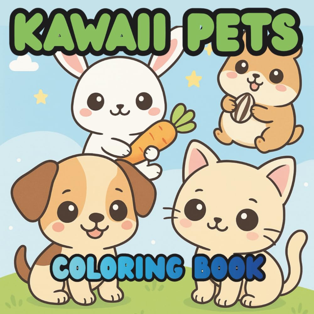 Kawaii Pets Coloring Book: Super Cute Puppy, Kitten, Bunny & Pet Friends to Color
