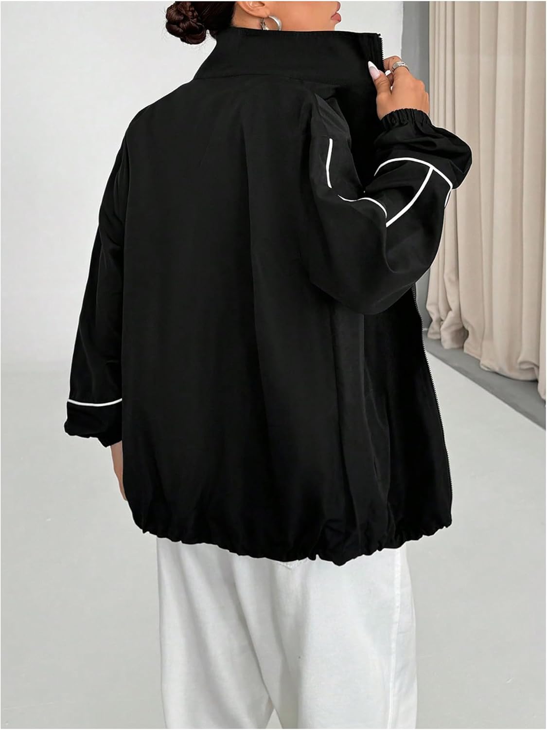 SOLY HUX Women's Zip Up Collared Lightweight Jacket Long Sleeve Athletic Sports Fall Outerwear - Image 3