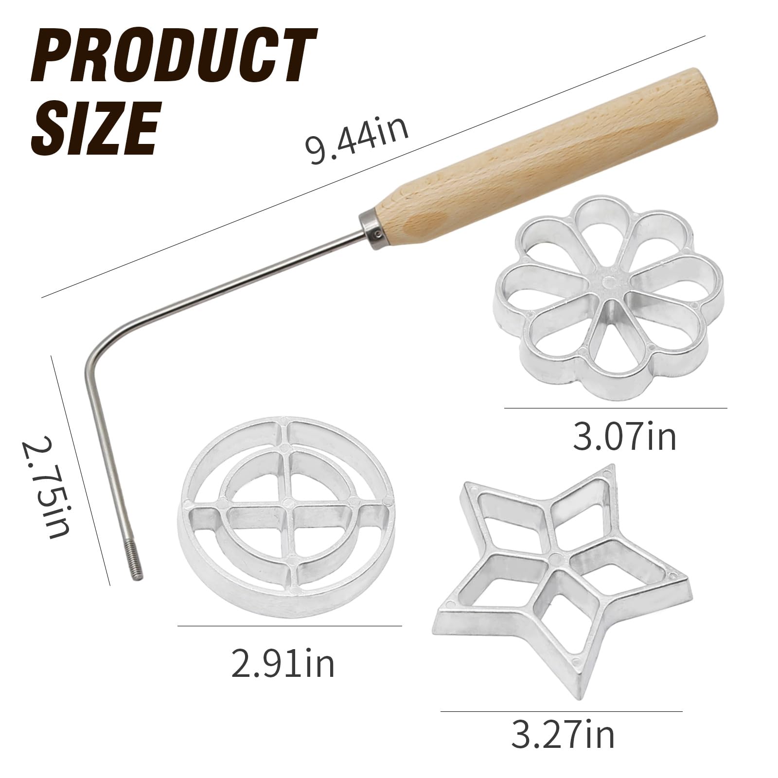 Amazon.com: Rosette Iron with Wooden Handle Baking Tool, Stainless