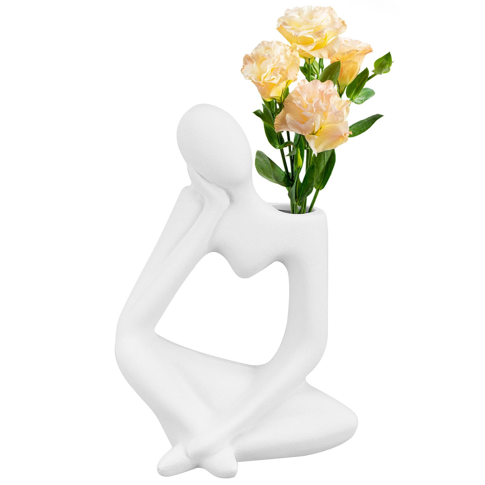 Vase penseur Toyvian en céramique blanche lisse pour décoration de chambre moderne