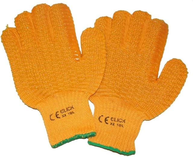 PACKAGING AND DISPOSABLES Yellow/Orange Criss Cross Grip Work Safety Gloves (10)
