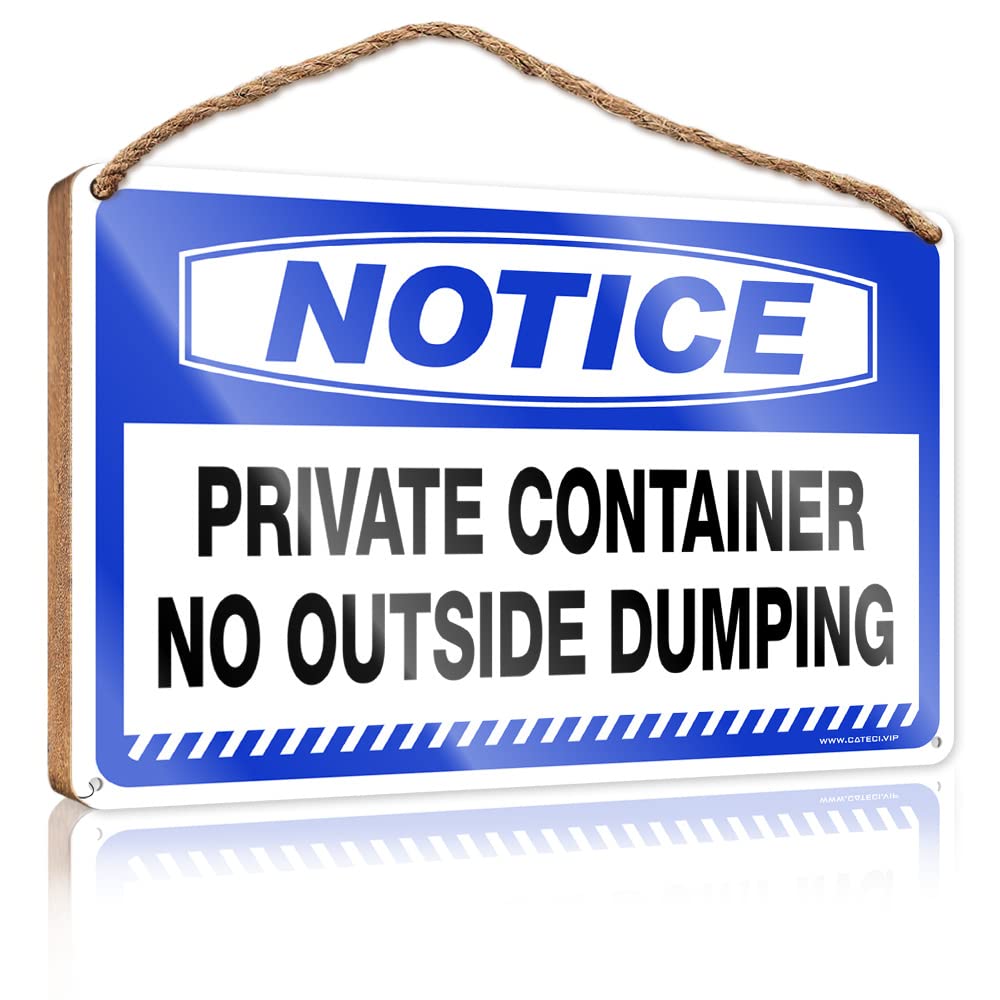 FZFN Hanging Decor Porch Notice Private Container No Outside Dumping Wooden Sign Our Home Signs For Home Decor Wood Bathroom Decor(15X28CM)