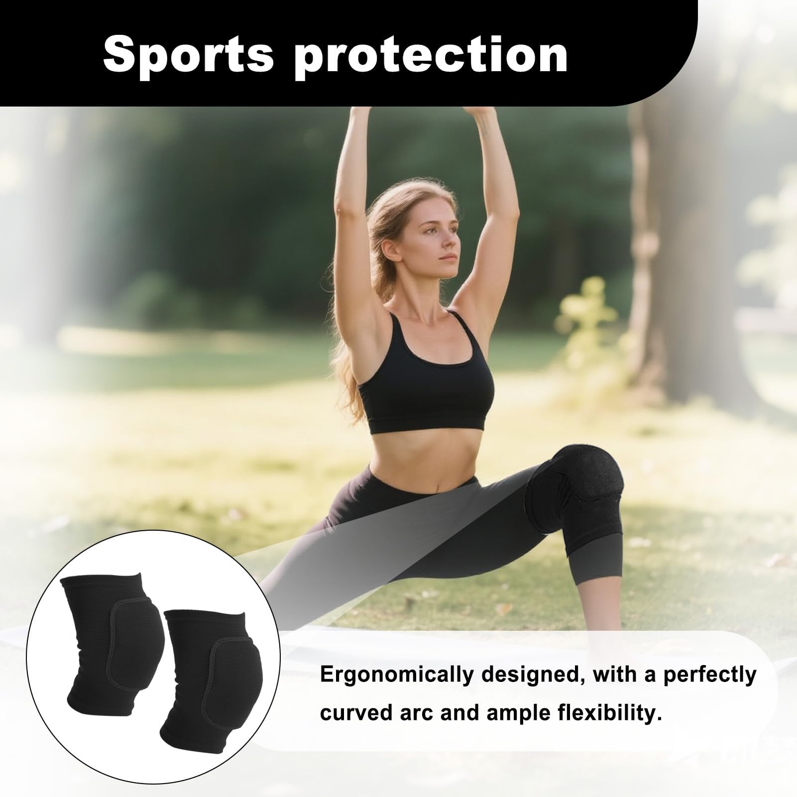 Genouillères de protection élastiques unisexes S, genouillère danse confortable, genouillère sport antichoc rembourrée, pour enfants, pour yoga, course, fitness, football