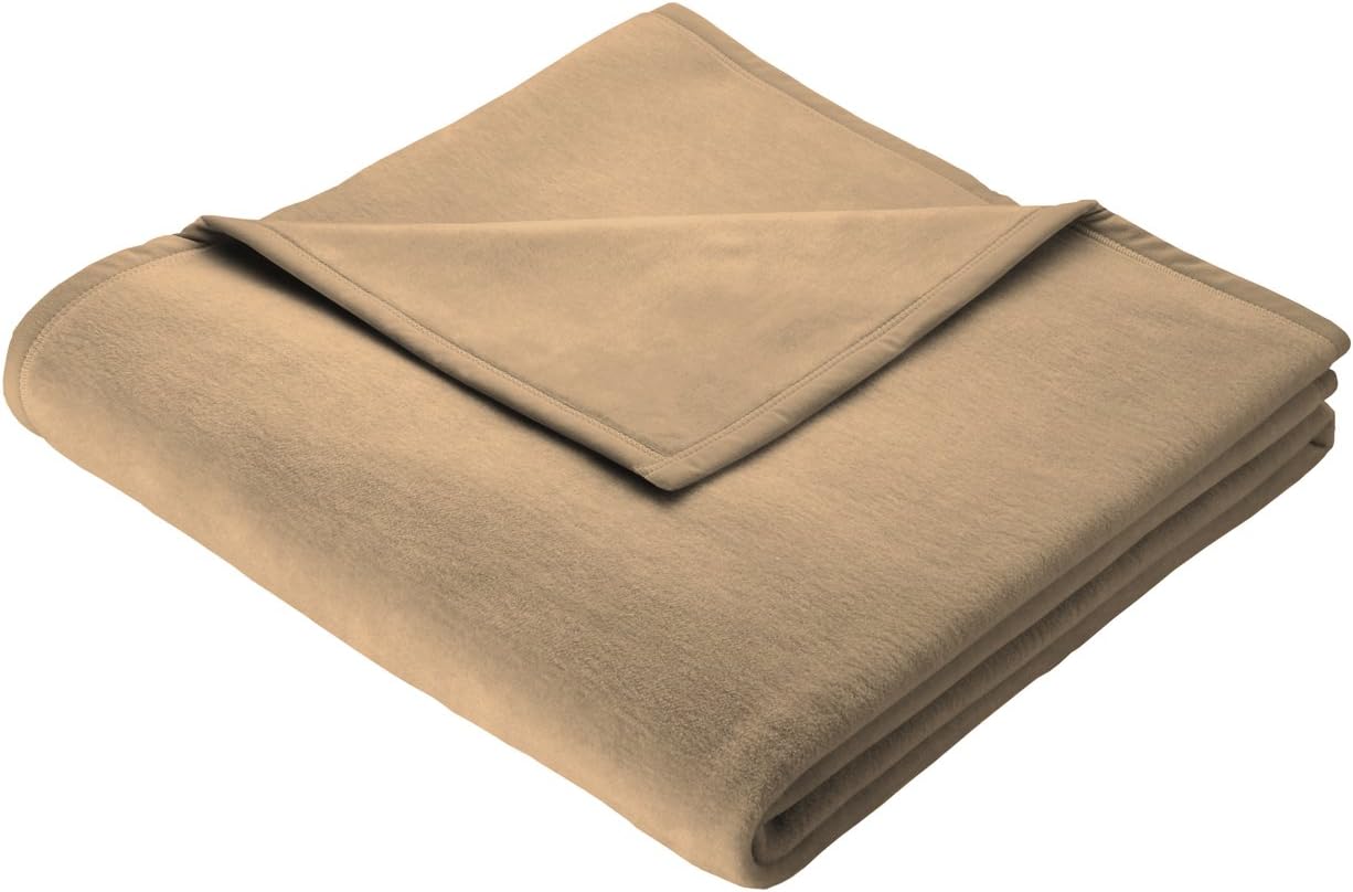 Bocasa 150 x 200 cm Biederlack Thermosoft Blanket Throw, Camel Brown