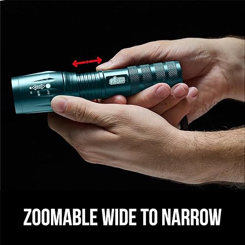 Miniatura 59 de Gorilla Grip Linterna táctica LED pequeña y potente, ultrabrillante, 5 modos ajustables, alcance hasta 750 pies, impermeable, batería de larga
