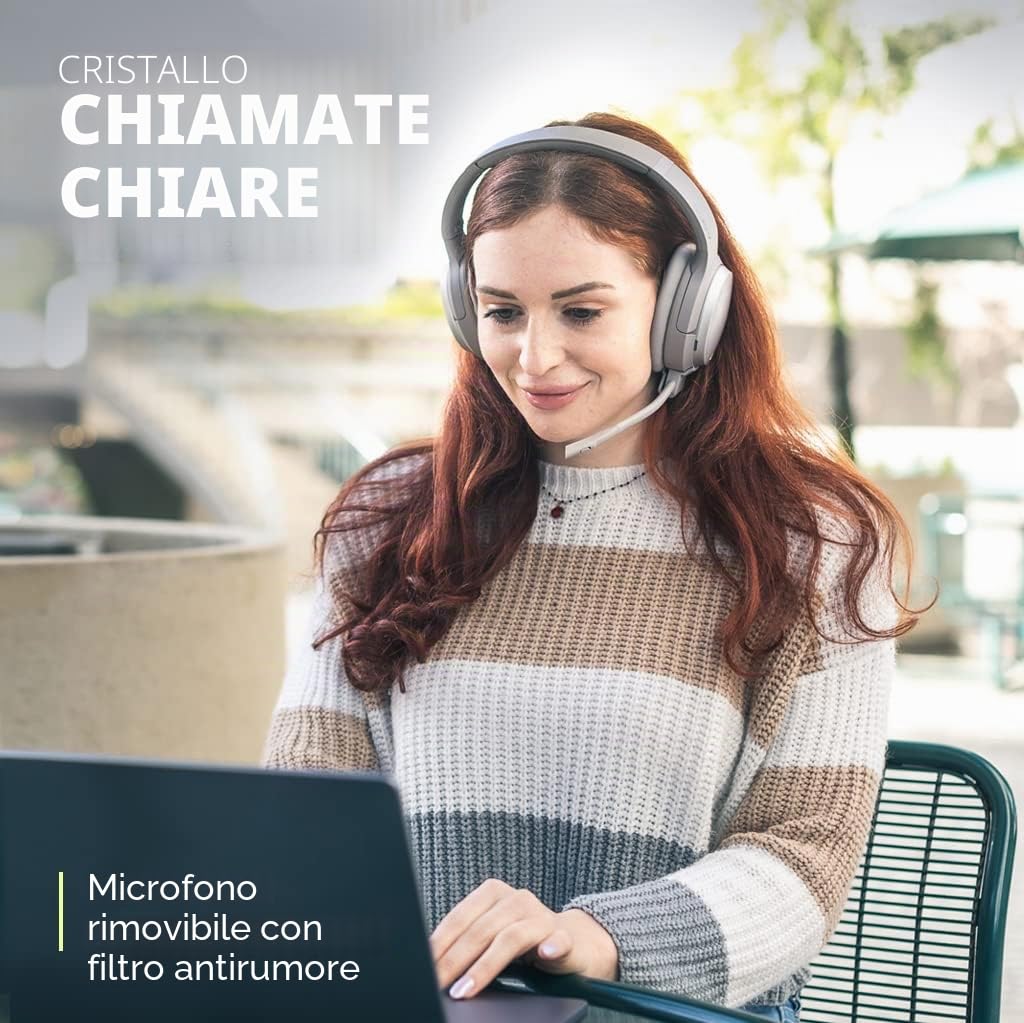 Avantree Eon - Cuffie Bluetooth con Microfono Cancellazione del Rumore & Base di Ricarica per Musica e Chiamate su PC, Telefono, Cuffie con Microfono Cablate e Wireless con ANC, Batteria Sostituibile