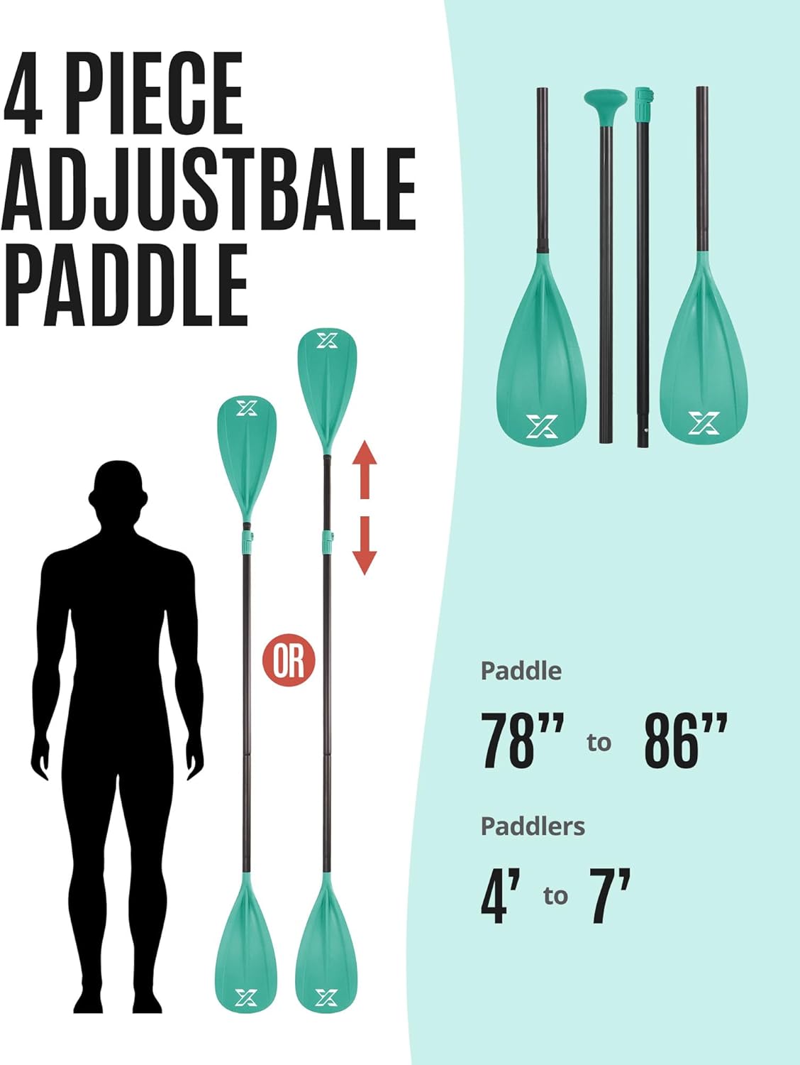 ZLX Paddle Board Paddle, 3 or 4 Piece Adjustable SUP Paddle, Detachable Floating Kayak Paddles, Lightweight Oar with Premium Durable Fiber Blade, for Paddleboard, Surfing, Water Sports Enjoyment - Image 4