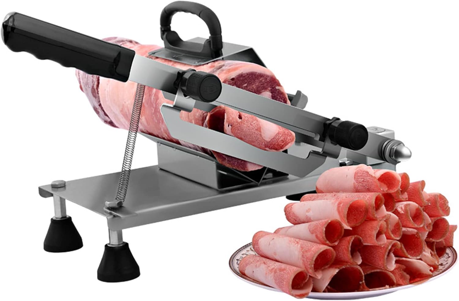 for Home or Commercial use,Frozen Meat Cutting Machine Manual Beef Slicer Roll Vegetable Cheese Slicer for BBQ