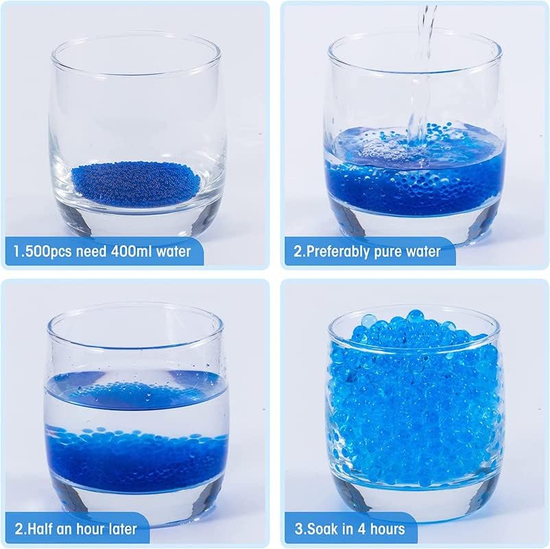 Image of COOLCOLD Gel Blaster Refill Ammo - 20,000 Rounds of 7-8mm Non-Toxic Water Beads for Gel Guns - Safe for Adults 15+ - Transparent Blue Gel Bullets - Pack of 2 - Also Ideal as Home Decor Vase