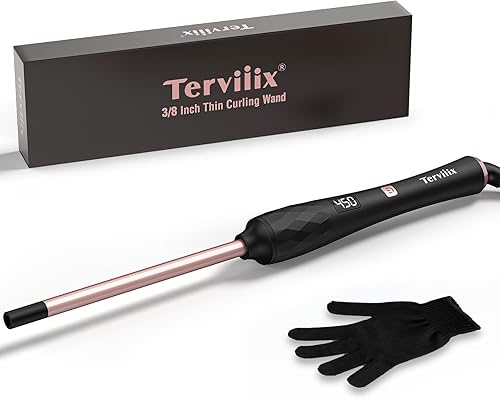 Terviiix Varita rizadora de barril pequeño, 38 pulgadas de grosor para cabello corto y largo, rizador de cerámica con infusión de aceite de argán y