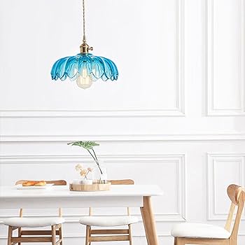 ZTTECH Vintage Glass Pendant Light Lotus Shape 9.8 Inch