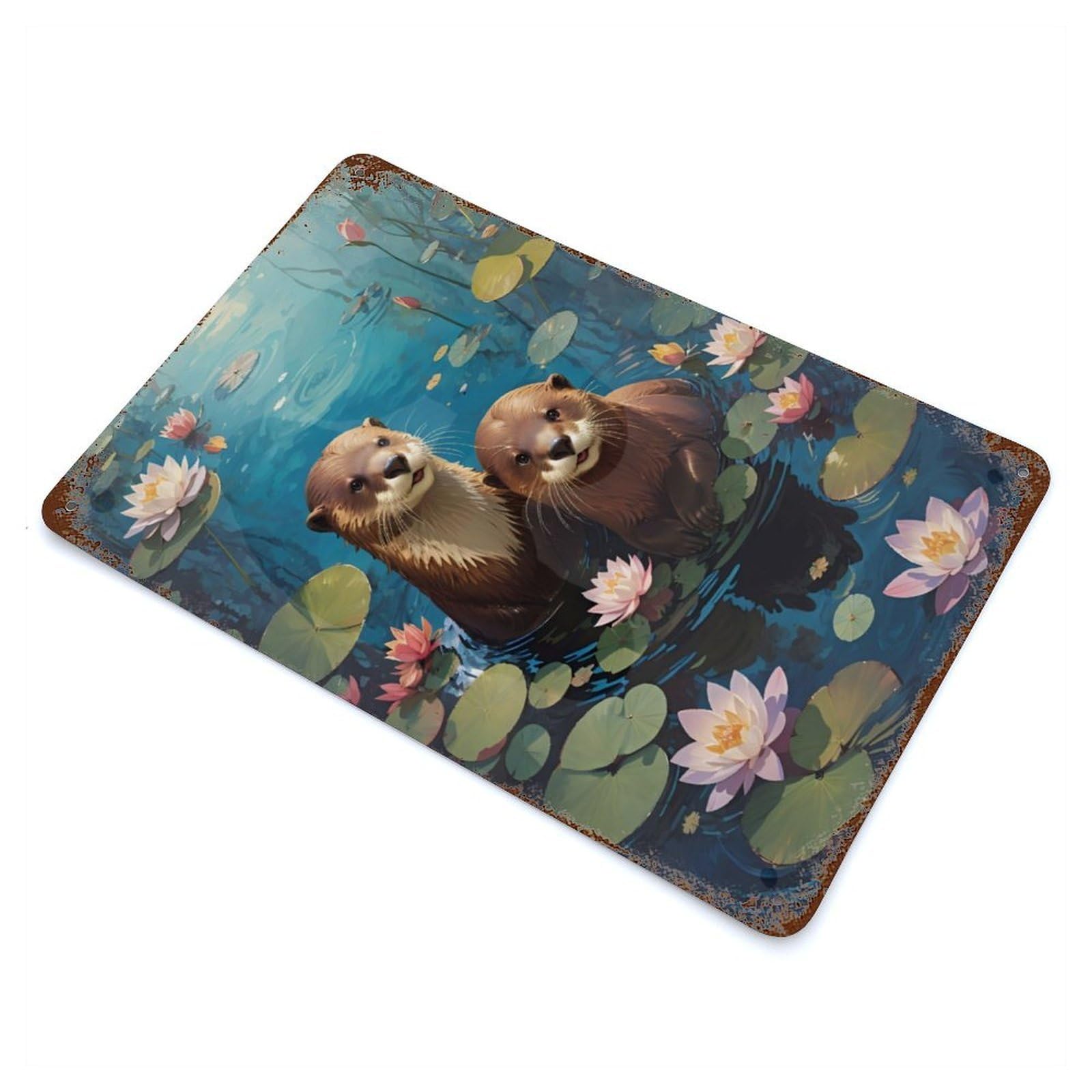 Curious Otters Rust Effect Tin Sign 11.8"x7.9", Ideal for Farmhouse, Kitchen And Entryway Decor