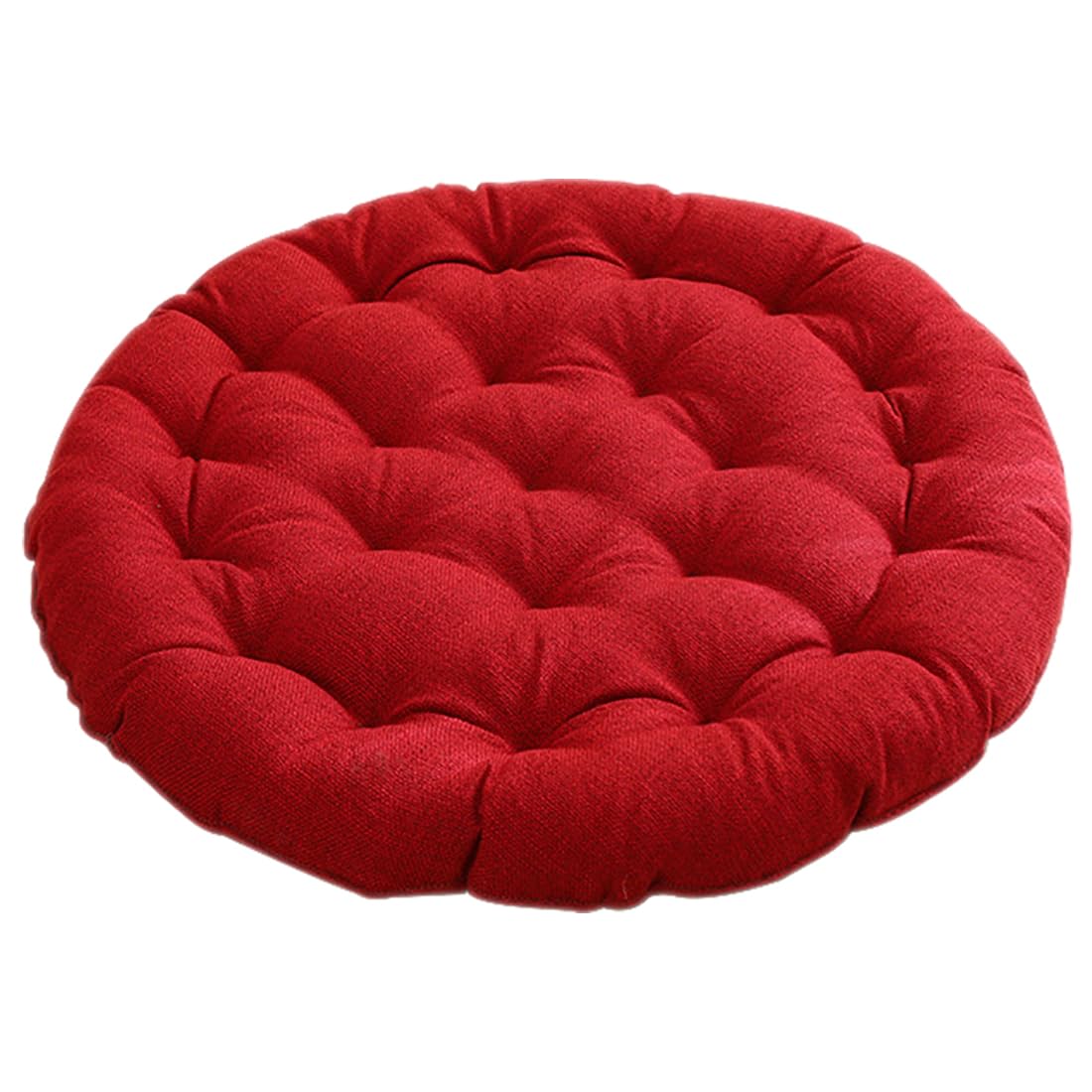VHJdtE Seat Cushion, Large Round Linen|Pearl Cotton Filling Soft Comfortable Sitting Cushion|All-Season Relaxation Meditation(Red,55cm(21.6in))