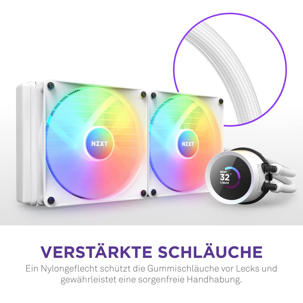 Nzxt Kraken Serie – AIO CPU-Flüssigkeitskühler – Anpassbares LCD-Display – Hochleistungs-Lüfter – Kompatibel mit Intel® & AMD® Sockel – 280 RGB – Weiß – Bild 7