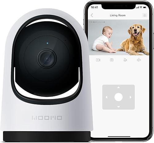 woomo Cámara de seguridad para interiores, monitor de bebé WI-FI de 2.4 G  cámara para mascotas con aplicación de teléfono, reconocimiento de IA,