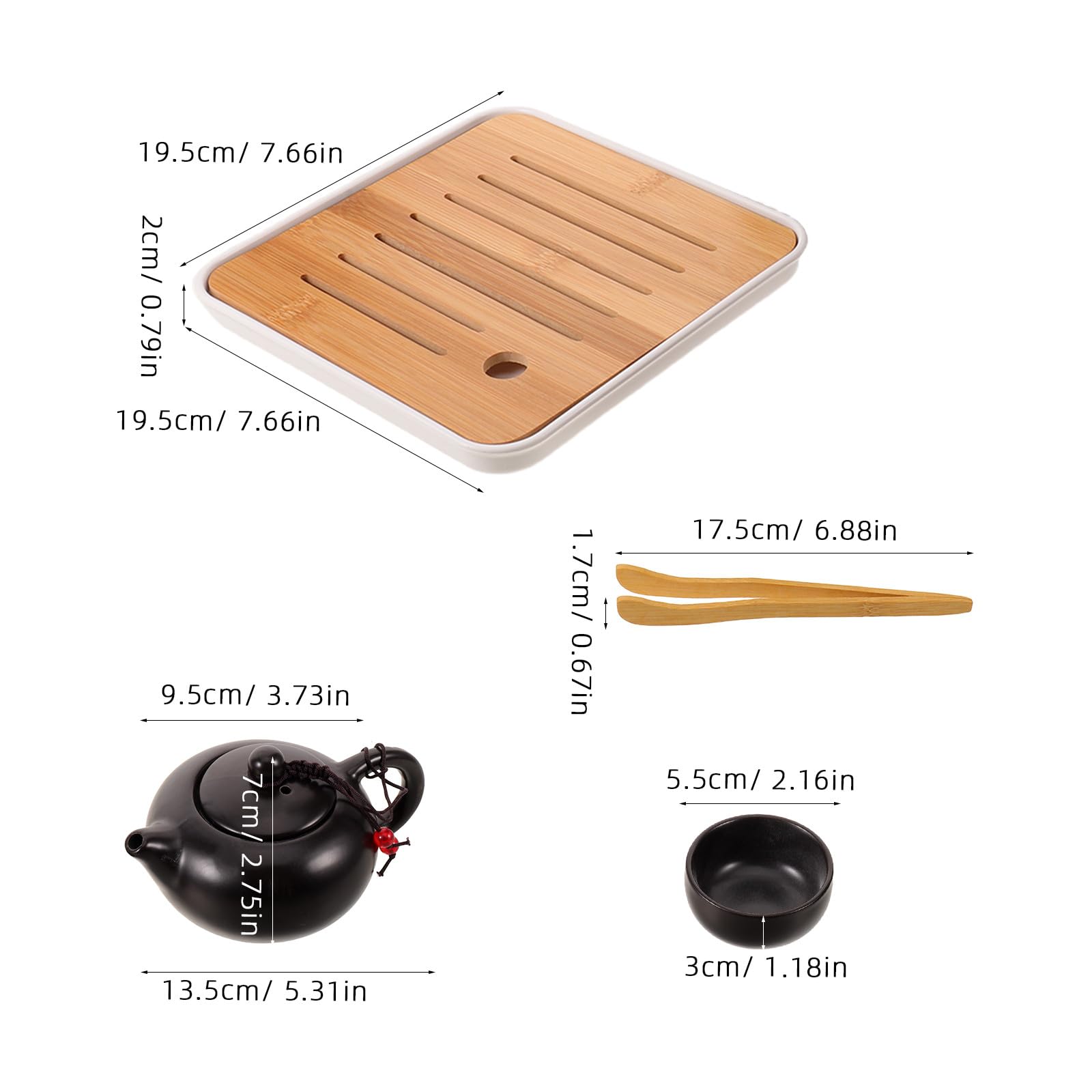 SOLUSTRE 1 Zestaw Ceramiczny Zestaw do Herbaty z Przenośną Torebką Porcelanowe Naczynia do Herbaty z Czajnikiem Filiżankami Bambusową Deską Do Serwowania i Akcesoriami na Prezent Biznesowy