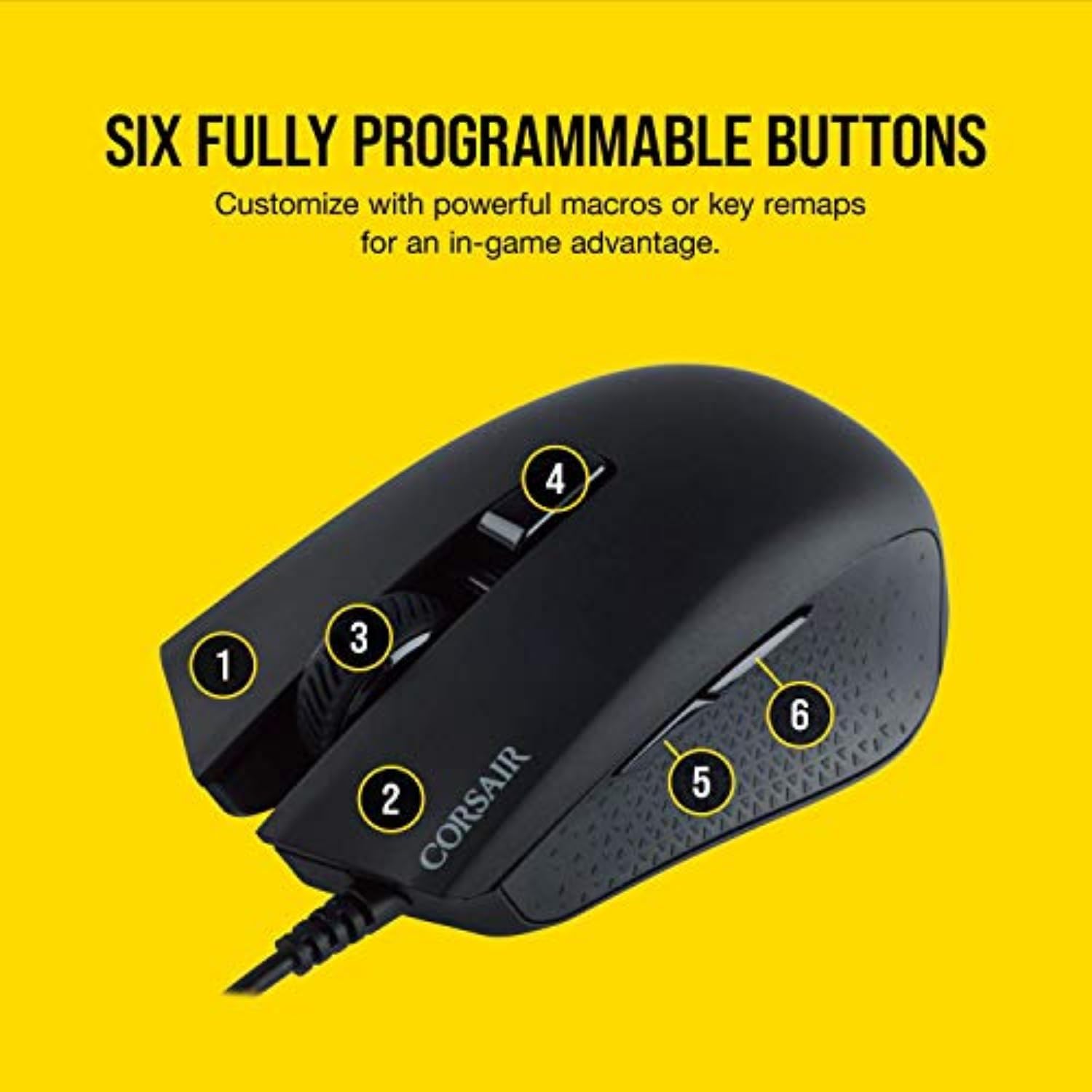 CORSAIR Harpoon PRO RGB Wired Lightweight FPS/MOBA Gaming Mouse – 12,000 DPI – 6 Programmable Buttons – iCUE Compatible – PC, Mac, PS5, PS4, Xbox – Black - Image 4
