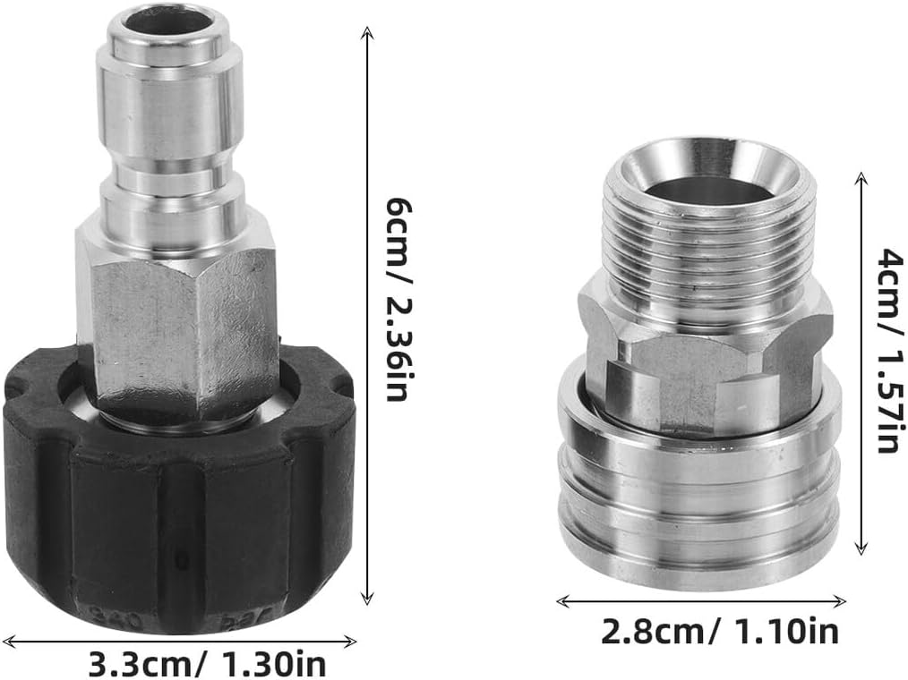 Stainless Steel Pressure Washer Hose Quick Connect Adapter Kit M22-14 with 3/8" Quick Release Couplers, 8pcs Set for High Pressure Washer Garden Hose Connections