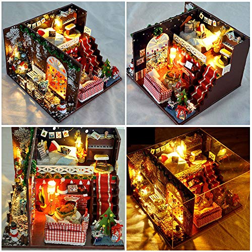 WonDerfulC DIY Mini 3D Handwerk Puppenhaus Kit Weihnachten Haus Serie Handmade Modell Weihnachtsgeschenke (Baumhaus… – Bild 3