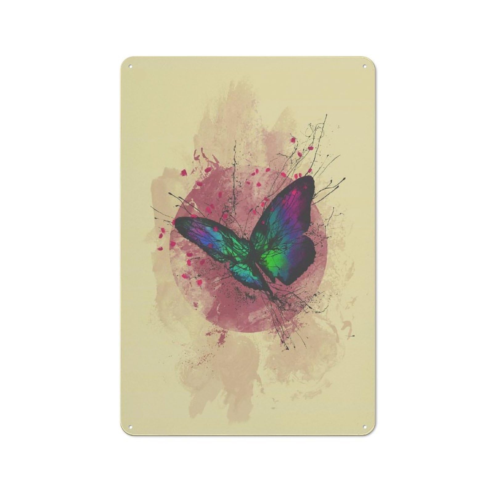 Junmoney Style-1 Metal Plaque 30X20cm With Butterfly 2 For Hallway Wall, Rustic Decor, A Metal Wall Feature For Hallways And Entrance Areas