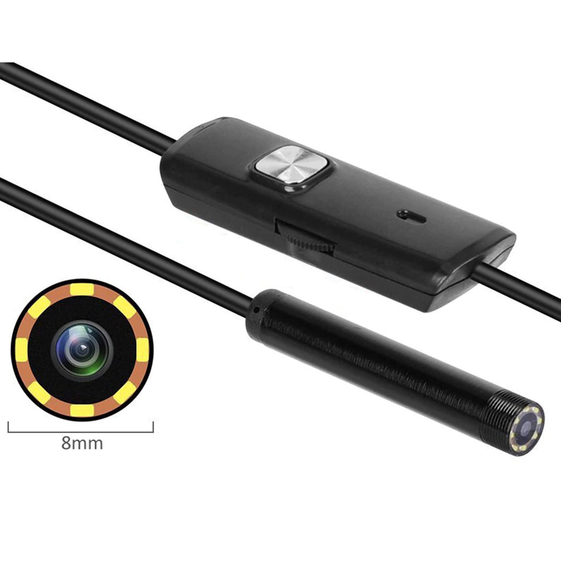 Retoo Endoskopkamera mit Licht 5,5 mm Inspektionskamera IP67 1,3 MP 640x480/1024x720 VGA 30 fps Handy-Endoskop mit Micro-USB & Typ-C Halbsteifes 3,5 mm Kabel 6 LED Haken Magnet für Android