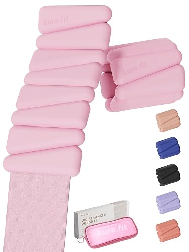 kure.fit Weighted Bangles | Adjustable Wrist and Ankle Weights for Women 1LB Each (Set of 2) | Ankle Weights for Yoga, Pilates & Walking | Leg & Arm Weights for Men | Home & Gym Workouts - Pink