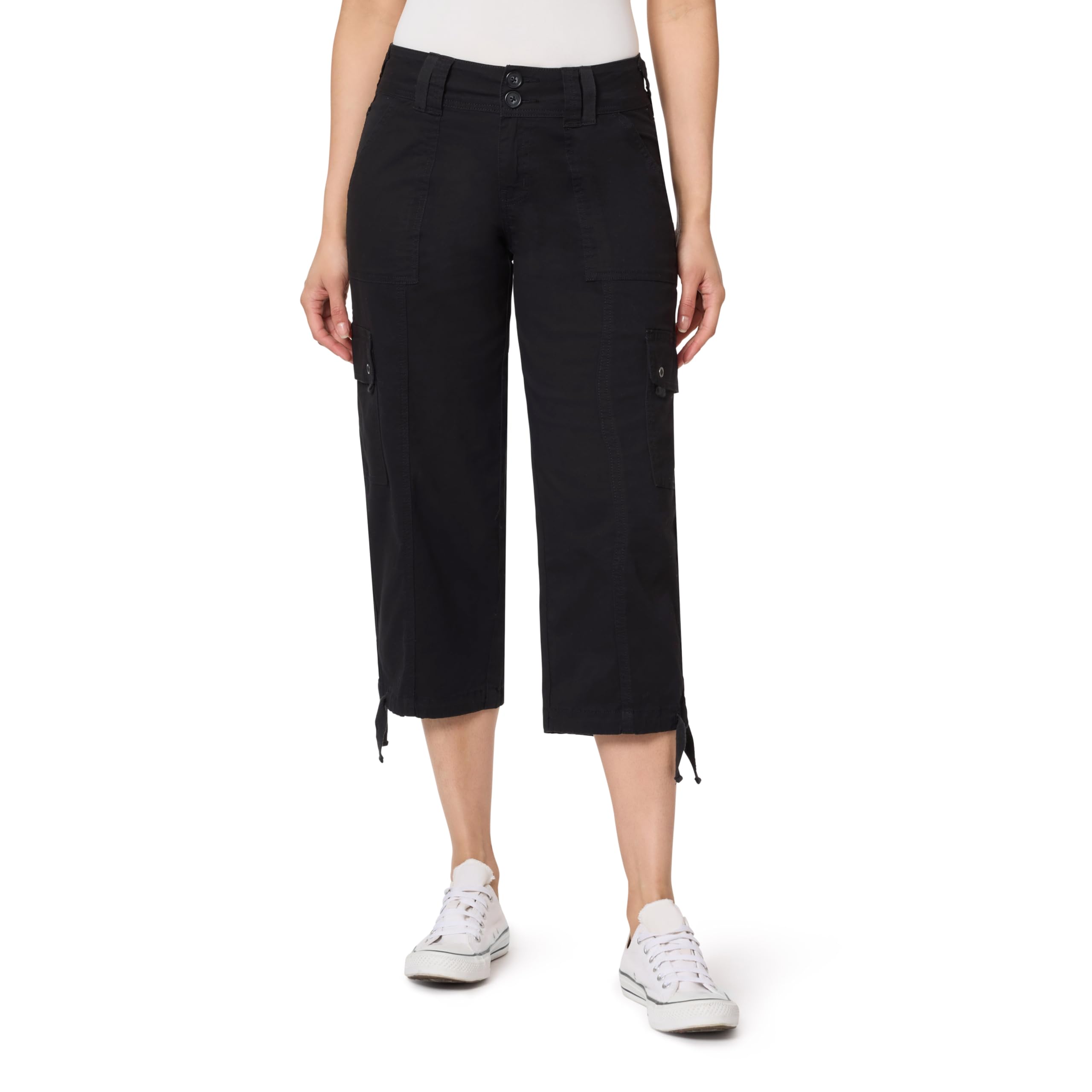 WallFlower Womens Luscious Curvy 22 Straight Cargo Twill Crop Mid Rise Insta Stretch Juniors