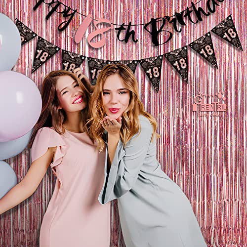 Image of Rose Gold Tinsel Party Backdrop - GREATRIL Foil Fringe Curtain Party Photo Booth Backdrop for Birthday Women Bride Theme Decorations - 1m x 2.5m - Pack of 2
