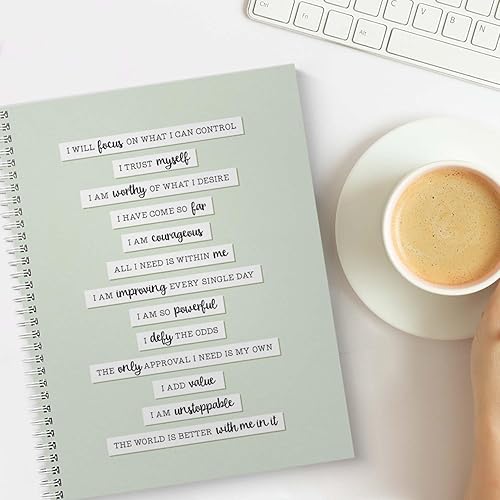 Miniatura 5 de Positive Self Talk - Cuaderno de espiral de 8.5 x 11 pulgadas, 120 páginas de seguimiento de bienestar, tapa blanda laminada brillante duradera,