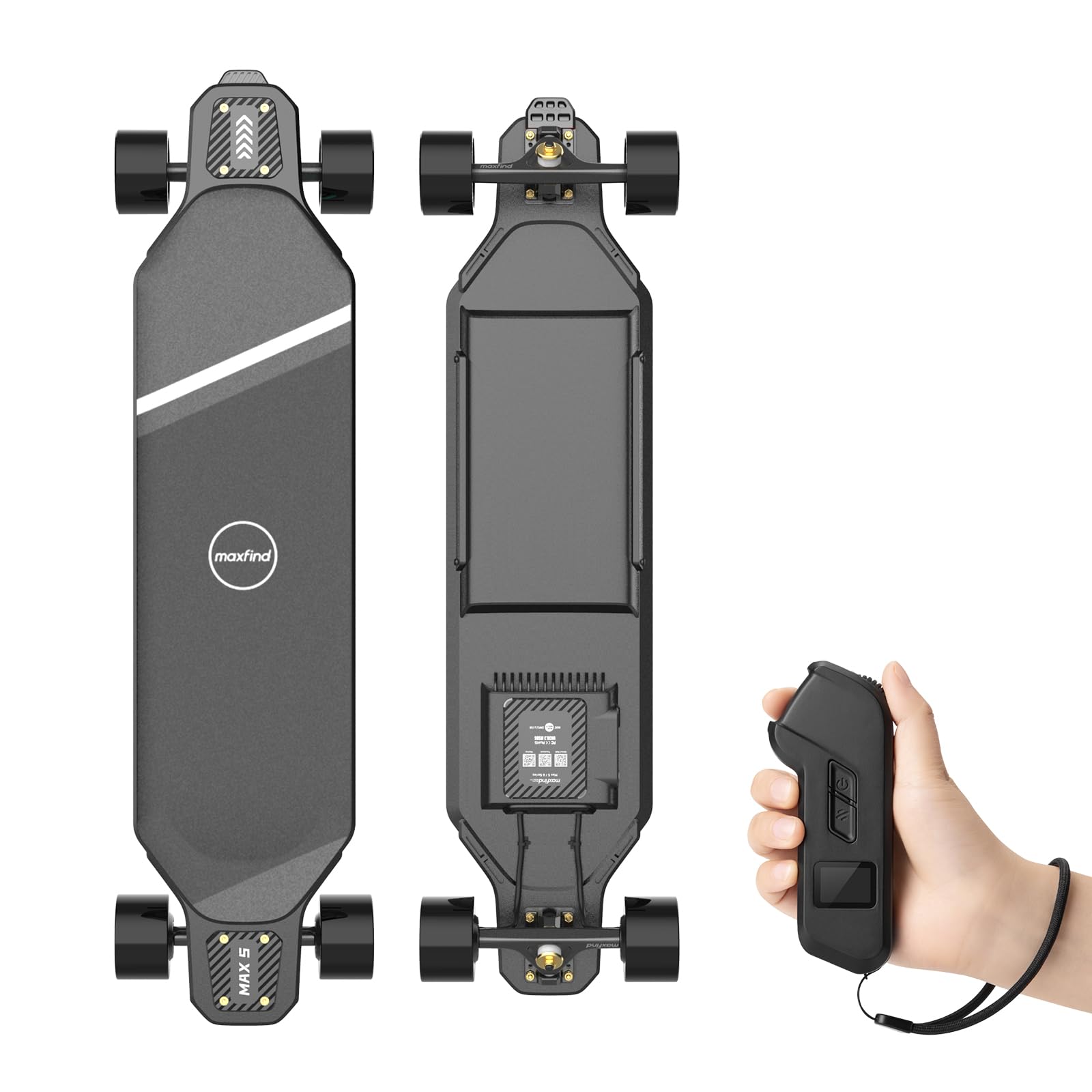 MAXFIND MAX5S Electric Skateboard with Remote, Up to 24 Mph Top Speed, 15 Miles Range, 220 Pounds Max Load, Longboard for Adults and Teens