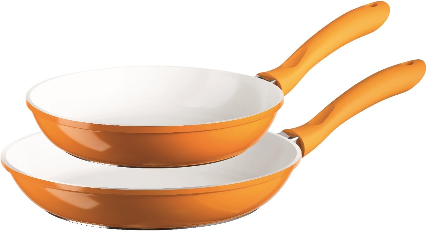 Domestic Topselection Non-Stick Frying pan-Set 2-pcs, 24/28 cm, cast Aluminium, 2 mm, Orange, Die