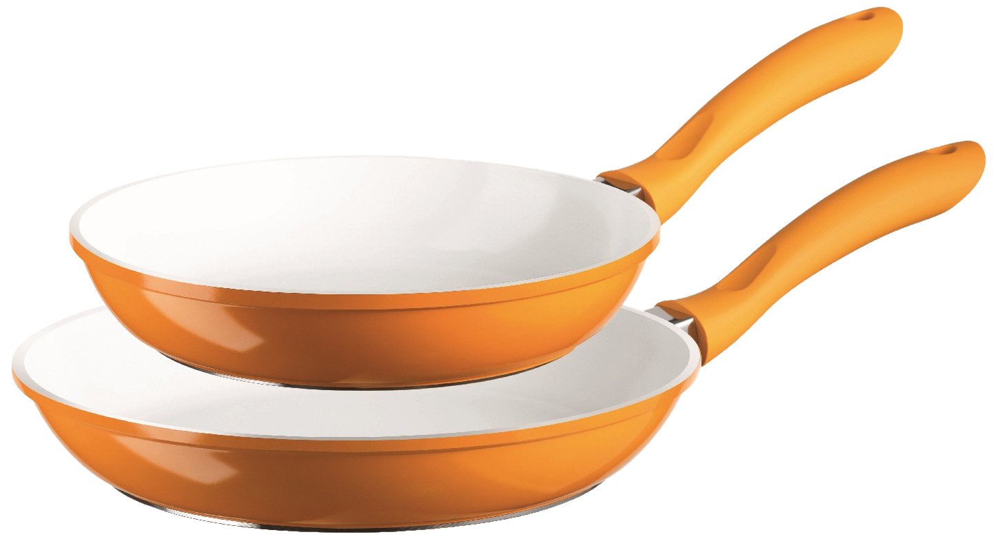 Domestic Topselection Non-Stick Frying pan-Set 2-pcs, 24/28 cm, cast Aluminium, 2 mm, Orange, Die