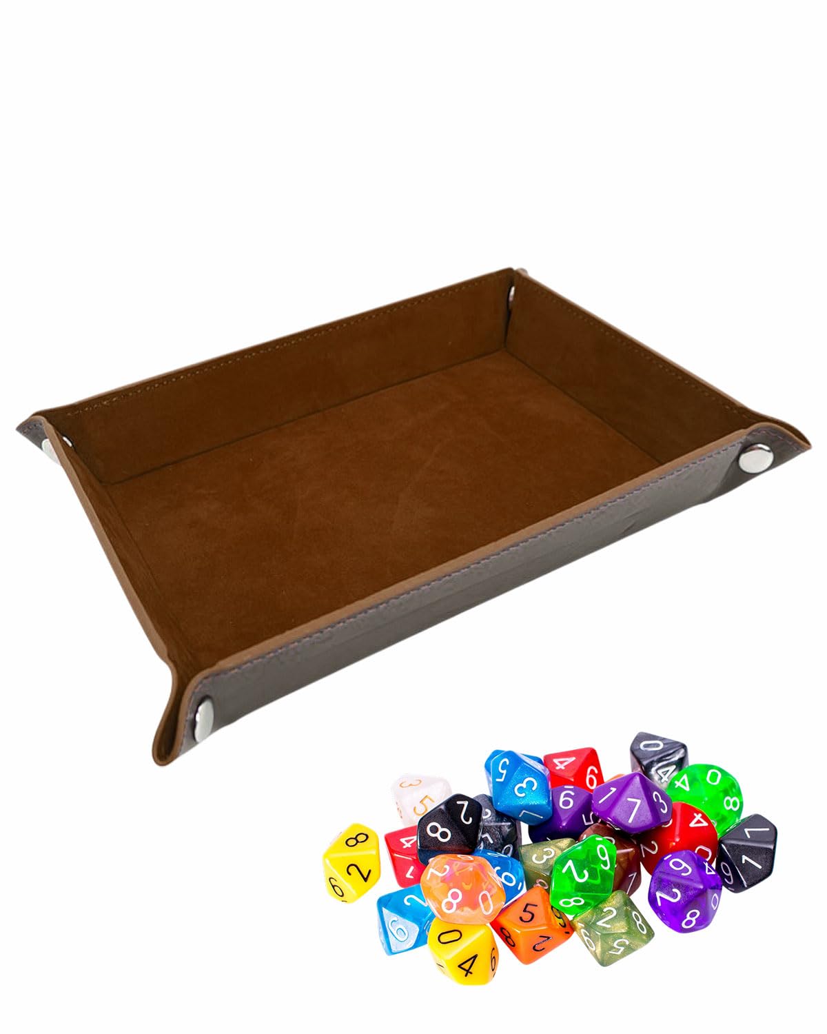 Tavola per Dadi, Cuoio Pieghevole rettangolo in PU e Velluto Verde Scuro Supporto per Dadi Rpg Gioco Altri Giochi da Tavolo(marrone)