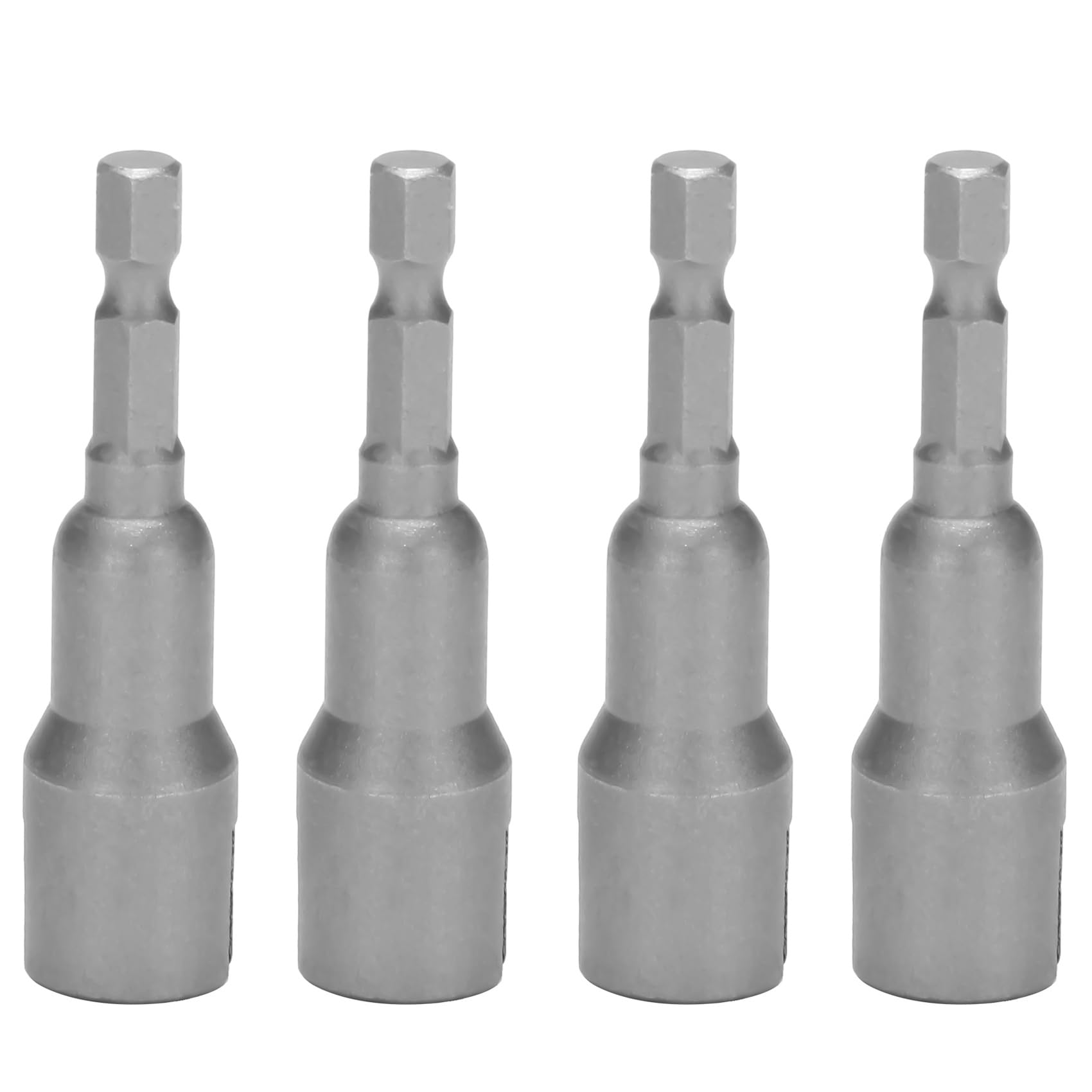 Jnchdghwa Silver 4Pcs Power Wing Nut Driver Set,Slot Wing Nuts Drill Bit Socket Wrenches Tools Set,1/4Inch Hex Shank Drills Bits