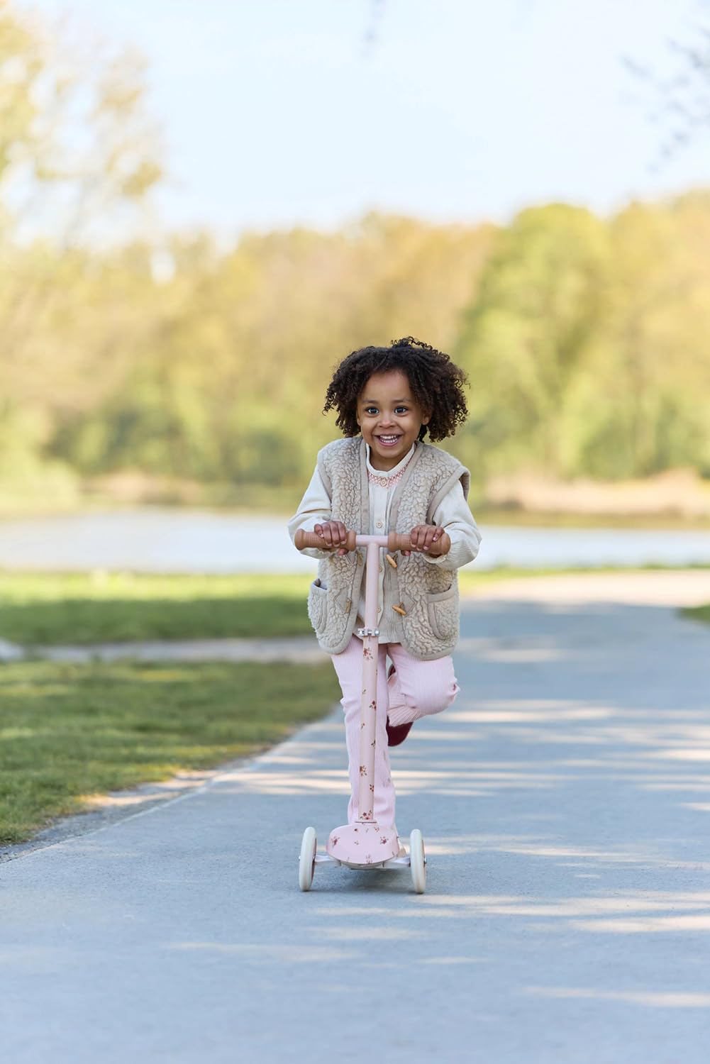 Little Dutch Kinder Scooter - Stabiler Roller - Höhenverstellbarer Cityroller - Sportlicher Kinderroller - Tretroller mit 3 Rädern - für Mädchen von 3-5 Jahre - bis zu 50 kg - Fairy Floral - pink