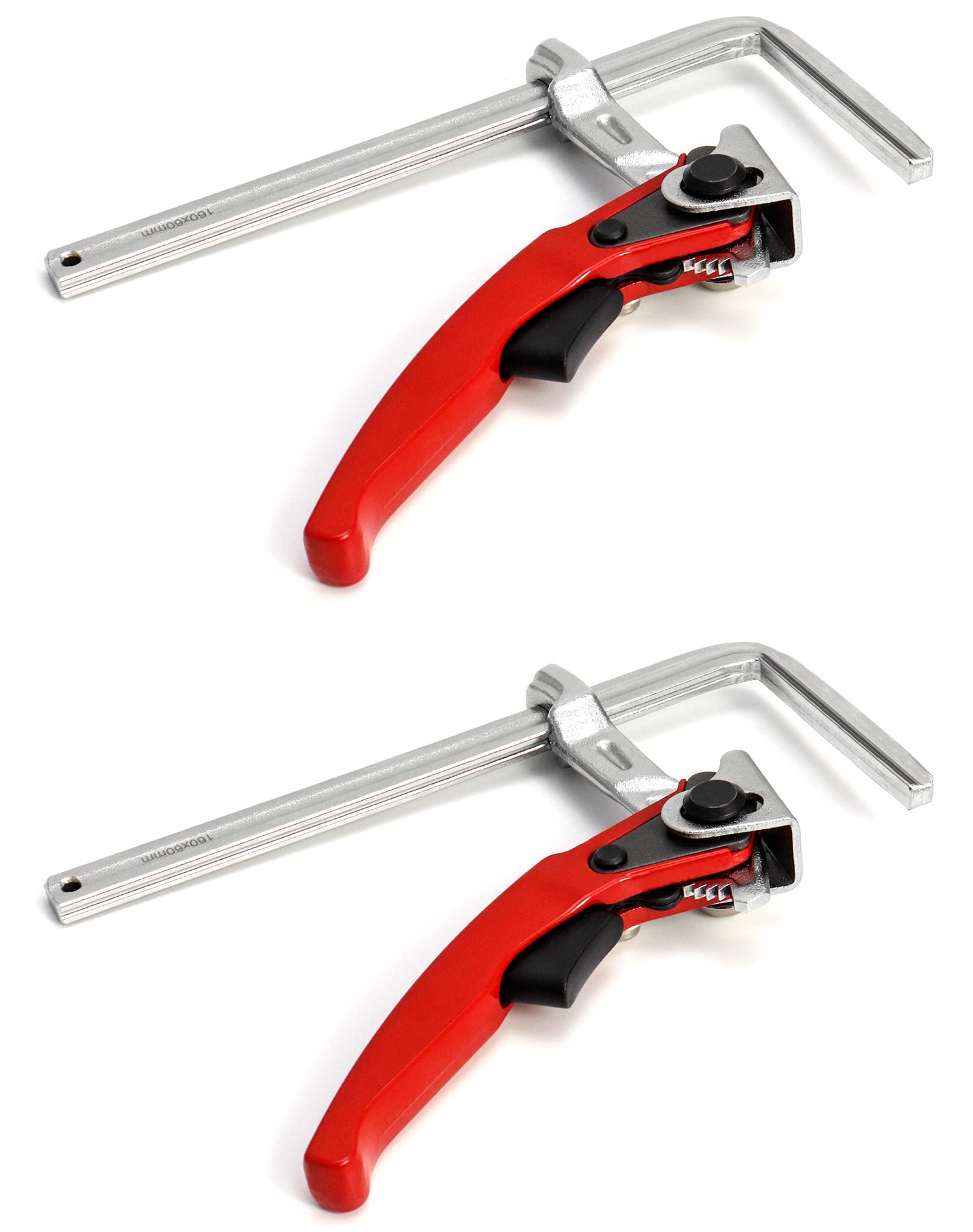 QWORK® Zacisk siłowy, zacisk stołowy, dźwignia dźwigni, szybki zacisk o pojemności 160mm i 60mm głębokość gardła do szlifowania, cięcia, 2pcs