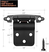 Vista 9 de Ravinte 30 paquetes (15 pares) de bisagras de gabinete de 3/8 pulgadas de color negro mate, bisagras de cierre automático para cocina, baño