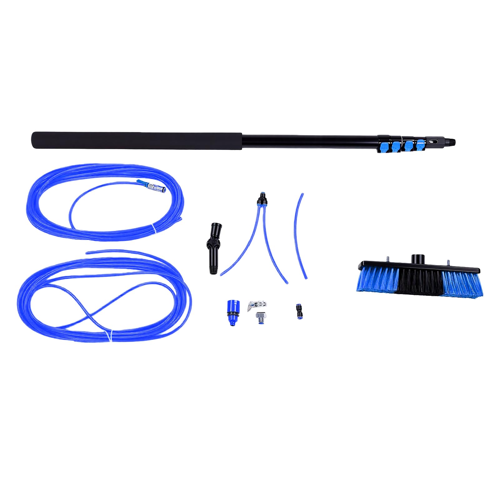 Jeffergarden Kit de Cepillo Extensible para Limpieza de Paneles Solares de 4.5m, Cepillo de Nylon de Alta Densidad y Adaptador de 180°, para Limpieza de Ventanas, Canalones y Techos Altos