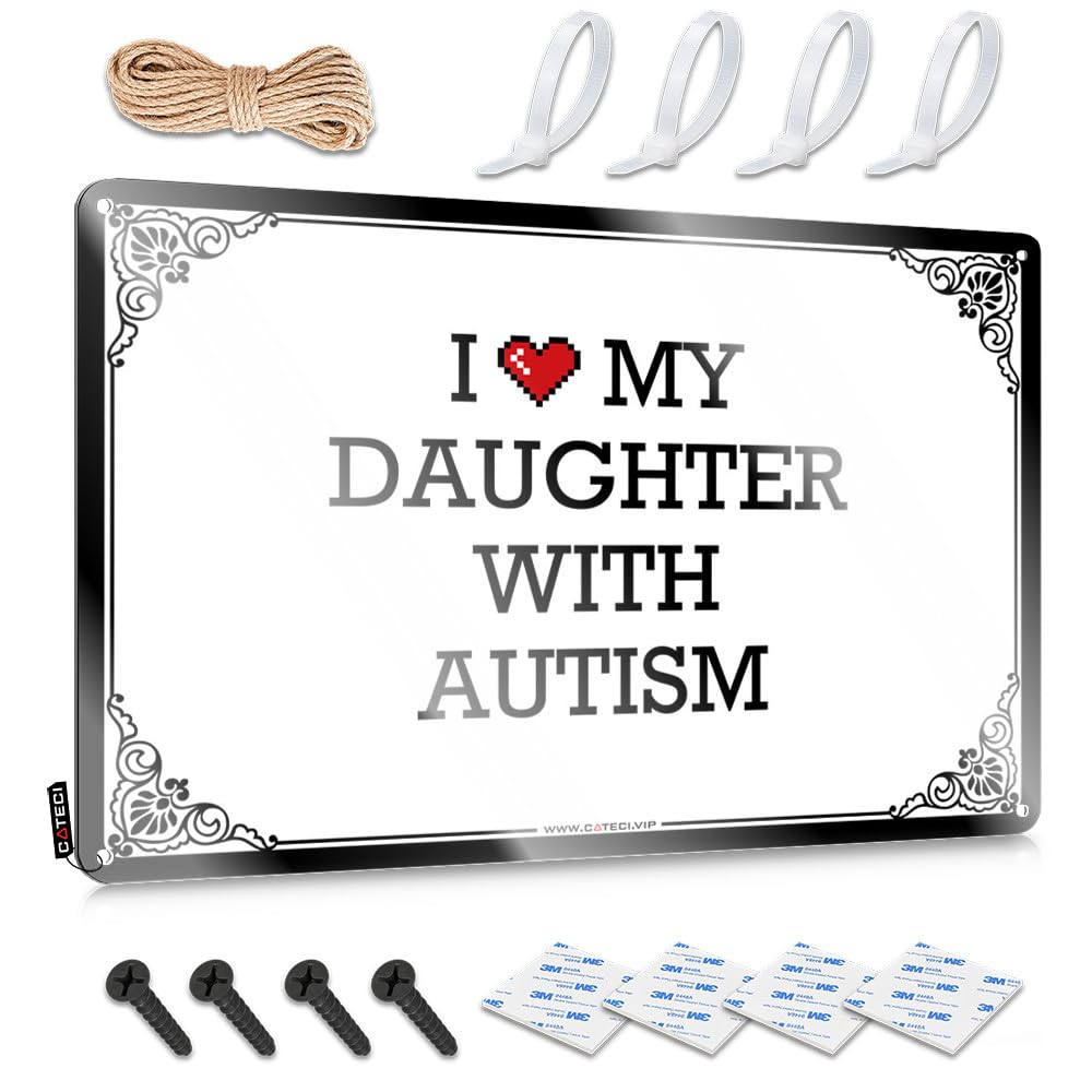 Pool Decor Decor Plaque - I Love My Daughter With Autism Scandinavian Metal Wall Art Ready To Hang For Gym(20X30CM)