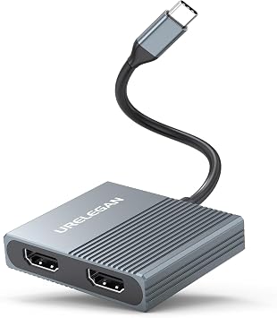 USB C to Dual HDMI Adapter Splitter 4K@60Hz, USBC to 2 HDMI Hub Extended Display for Windows Thunderbolt 3/4 Compatible Dual Monitor for Phone, Tablet, Laptop, Computer and More
