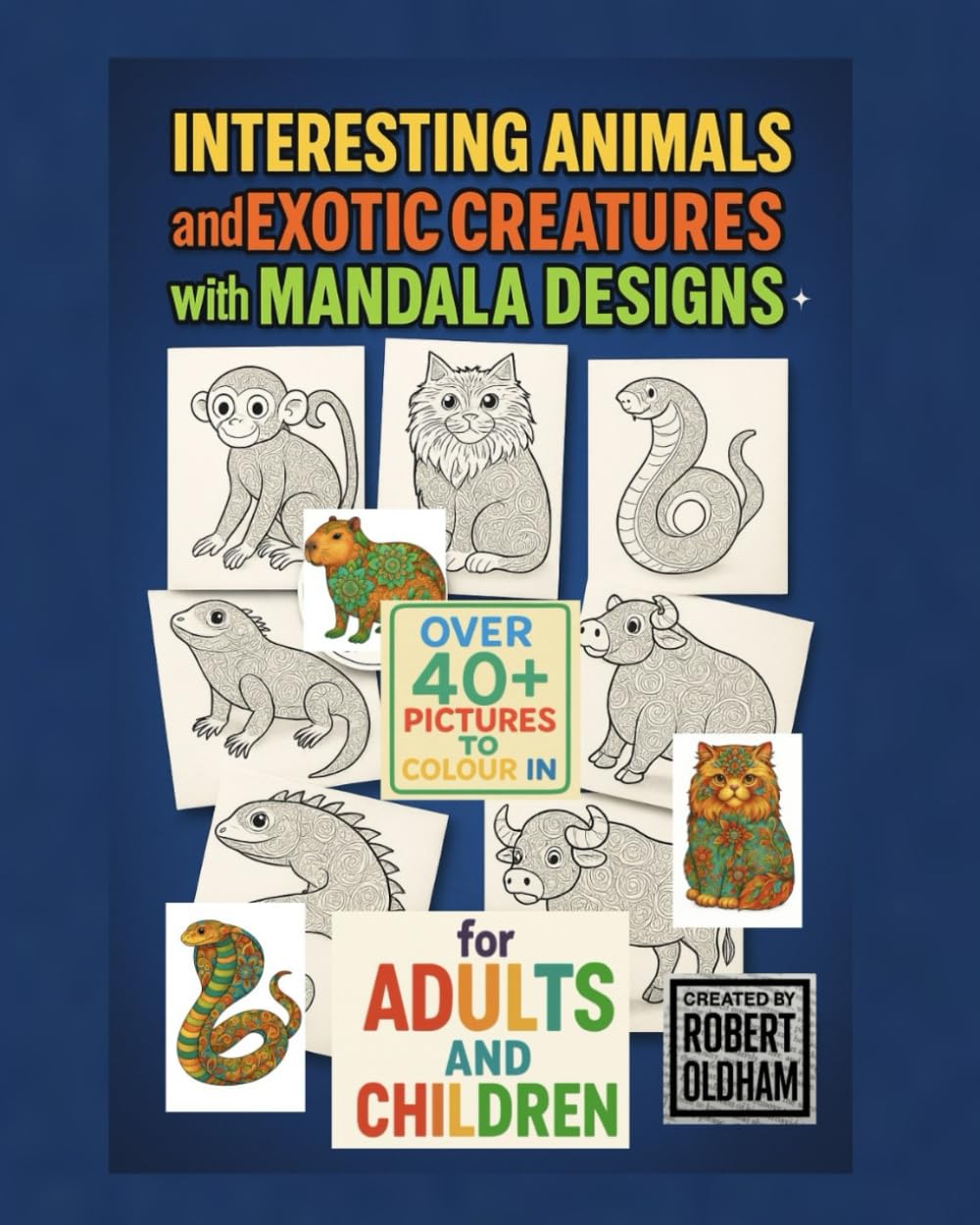 Interesting Animals and Exotic creatures with Mandala designs colouring book