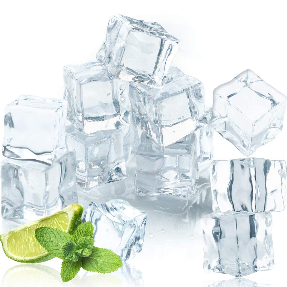 KASTWAVE 100 Pcs 20MM Reusable Plastic Ice Cubes,Clear Acrylic Fake Ice Cubes,Artificial Square Crystal Fake Ice Cubes for Photography Props Home Decoration Wedding Centerpiece Vase Fillers