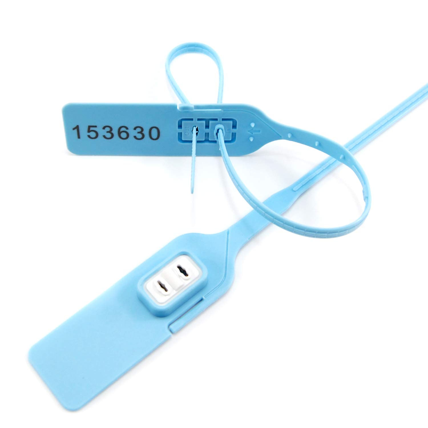 Bridas para cables, Bridas de nailon reutilizables, ajustables y autoblocantes, con sellos numerados for equipaje, paquete de 100 unidades, color azul