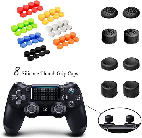 Miniatura 7 de 8 piezas de silicona suave y antideslizante, palanca de mando analógica con agarre de pulgar para PlayStation 4, PS4, PS3, Xbox Controller (negro)