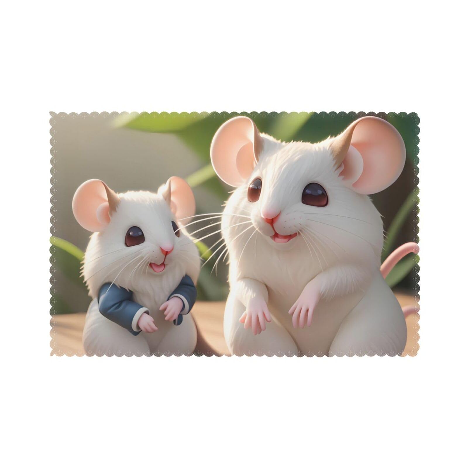 Mother and child rats Placemats set of 6, insulated, washable, suitable for kitchen, dining room, parties, etc.